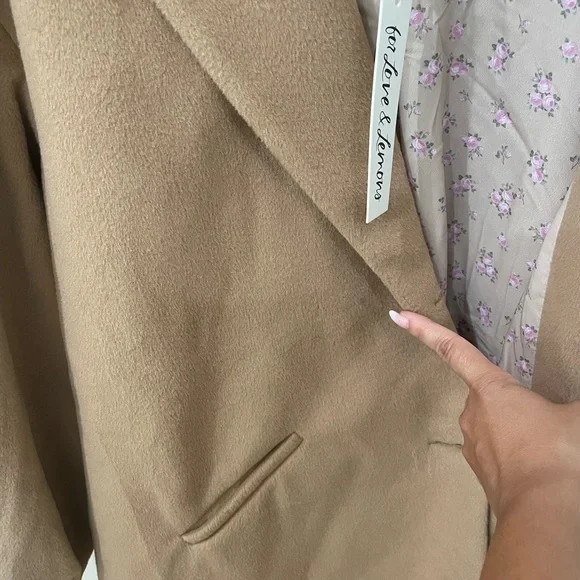 NWT For Love And Lemons Sadie Fleece Coat Long Tan Brown Fall - Picture 16 of 16